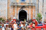 Outgoing people of the church before Easter, Valladolid, Mexico.