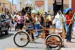 Tricycle and religion to Easter, Valladolid, Mexico.