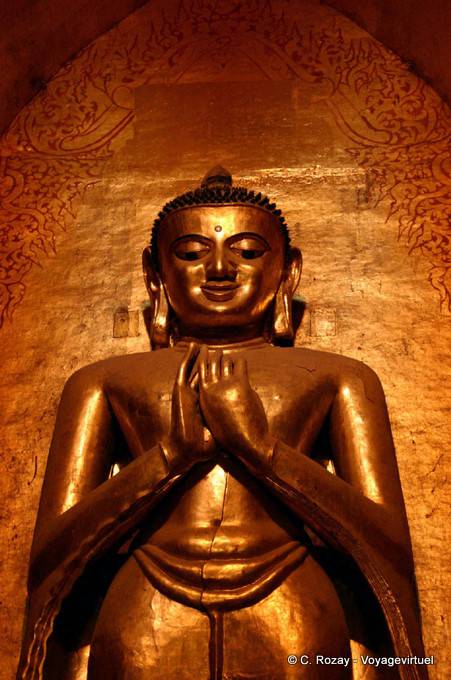 Kassapa Buddha with front point woodcarving, Ananda, Bagan - Myanmar (Burma)
