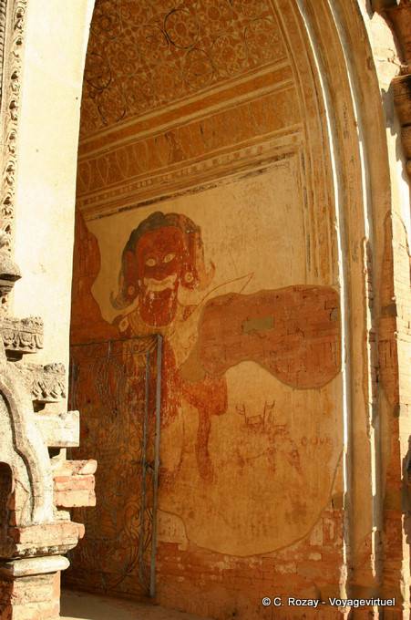 Ancient paintings in a passage Dhammayan Gyi Temple, Bagan - Myanmar (Burma)