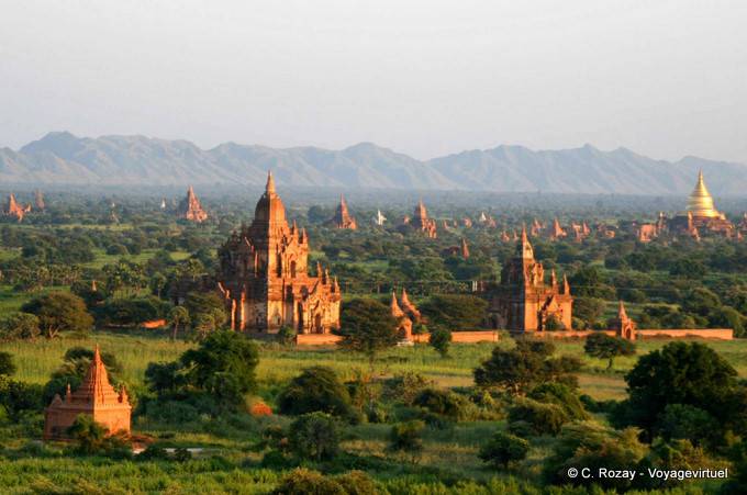 Over hill and dale, valley views of the old Bagan at sunset - Myanmar (Burma)
