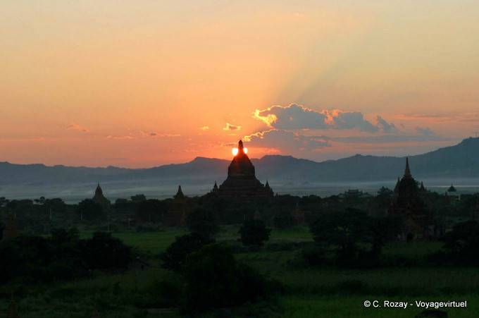 A sunset behind a stupa, Bagan - Myanmar (Burma)