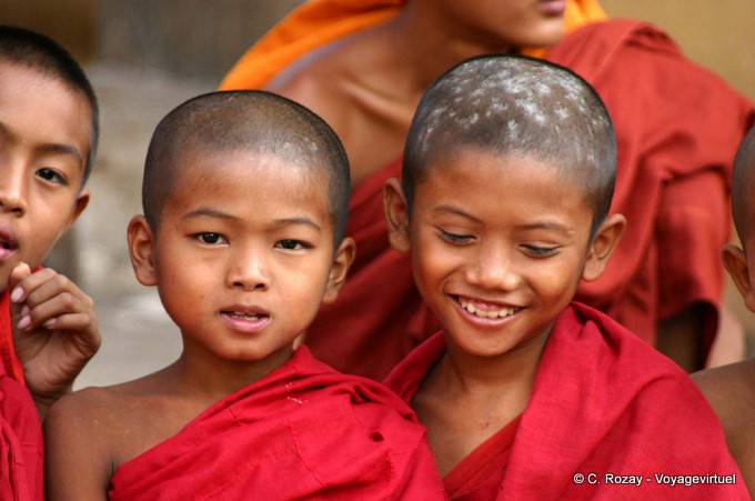 Portrait of little monks, Bagan - Myanmar (Burma)