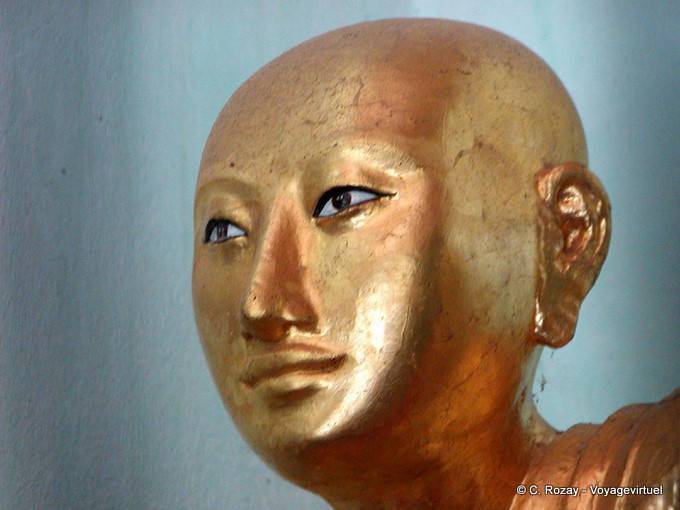Golden Buddha Face bare head, Bagan - Myanmar (Burma)