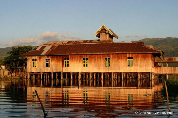 Sunset colors in a house on stilts, Inle Lake - Myanmar (Burma)