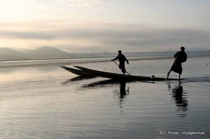 The race of Inthas lake in the early morning, Inle Lake - Myanmar (Burma)