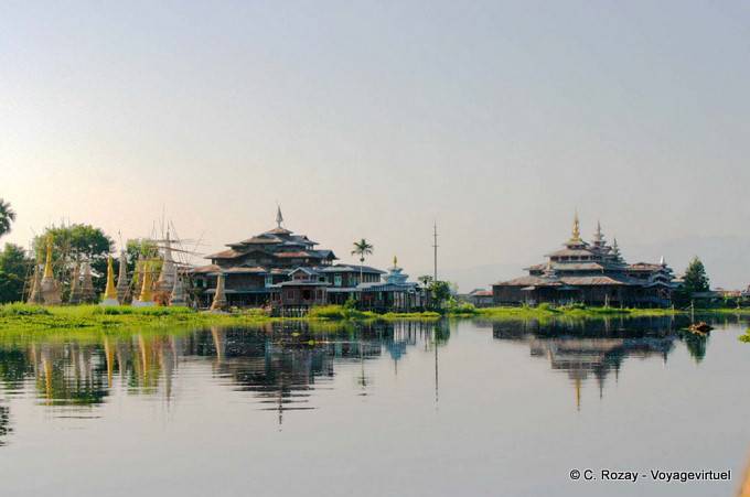 Reflections of pagodas, Inle Lake - Myanmar (Burma)