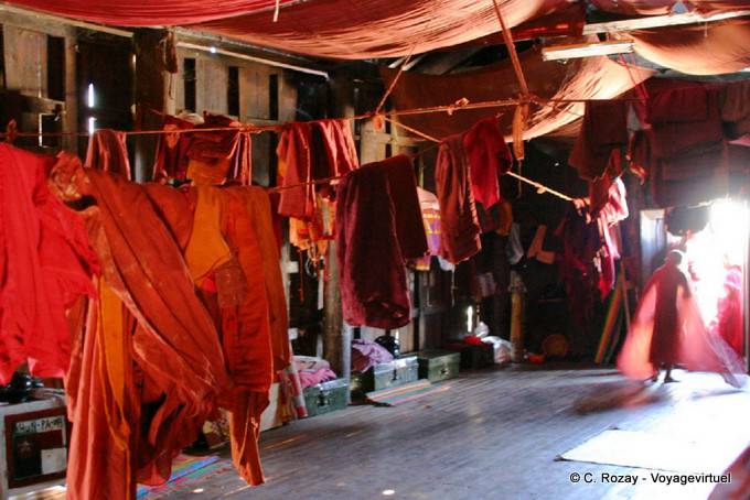 Inside the room the monks Shwe Yan Pyay monastery, Inle Lake - Myanmar (Burma)