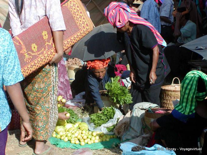Etal greenery in the market Khaung Daing, Inle Lake - Myanmar (Burma)