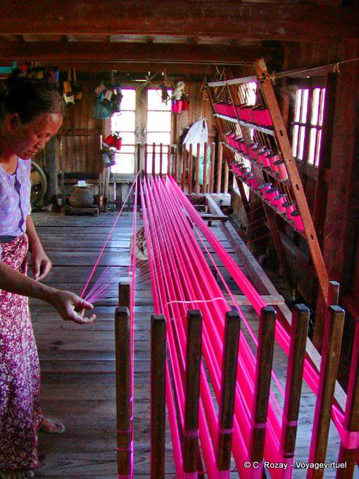 Preparation of the loom, Inle Lake - Myanmar (Burma)