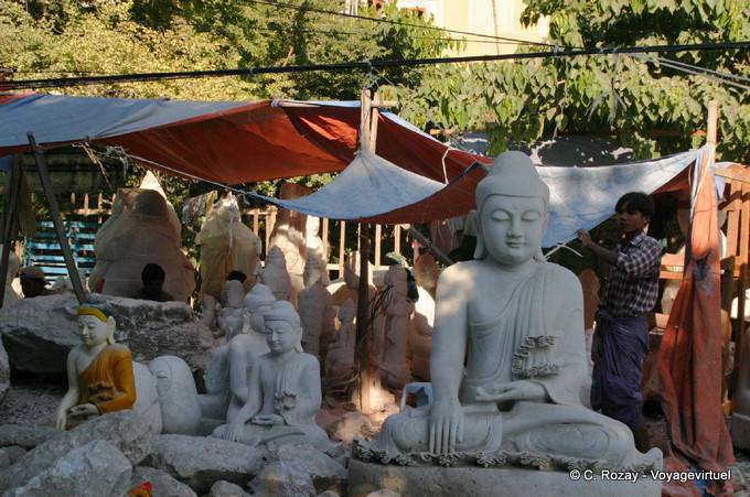 Exposure marble statues factory, Mandalay - Myanmar (Burma)