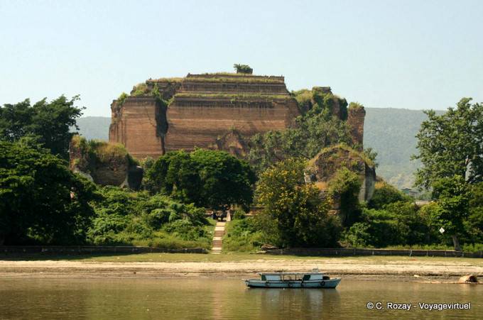 Montara Gyi Pagoda, the unfinished pagoda view from the river, Mingun, Mandalay - Myanmar (Burma)
