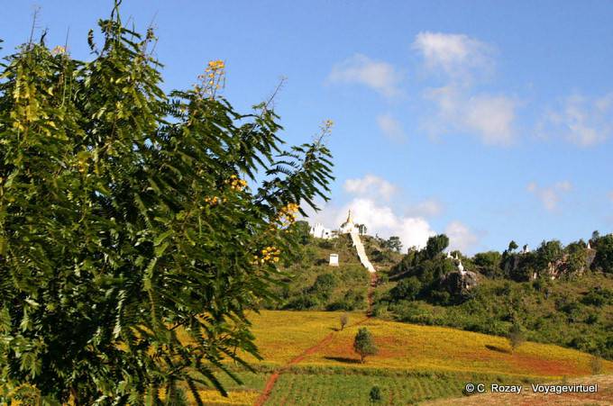 Beautiful countryside at the foot of a sanctuary, Pindaya - Myanmar (Burma)