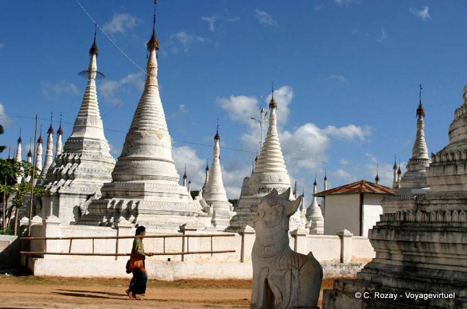 Rows of white stupas Shwe U Min Pagoda, Pindaya - Myanmar (Burma)