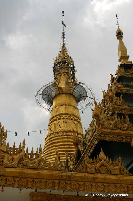 Top of the stupa Botataung Pagoda, Yangon - Myanmar (Burma)