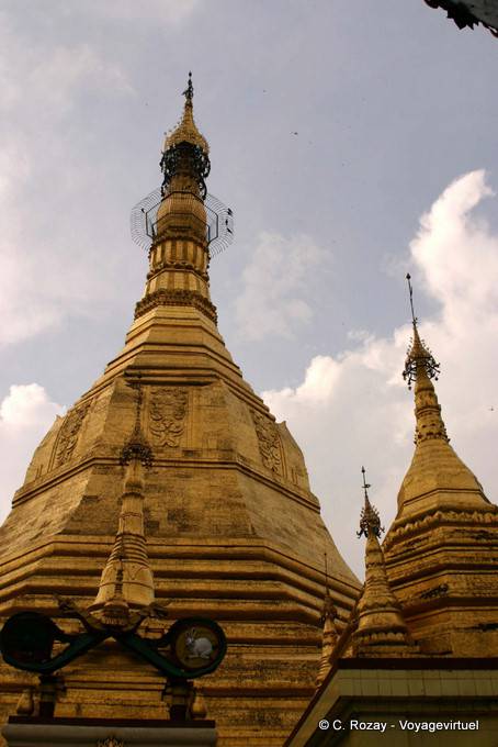 Top stupas Sule Pagoda, Rangoon - Myanmar (Burma)