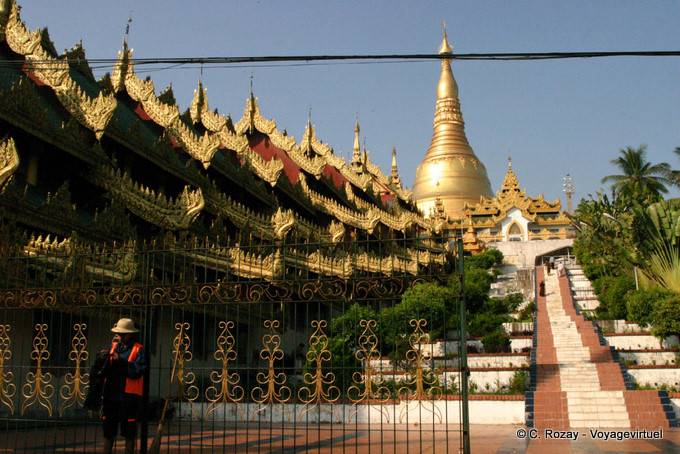 View from the entrance is, Shwedagon Pagoda, Rangoon - Myanmar (Burma)