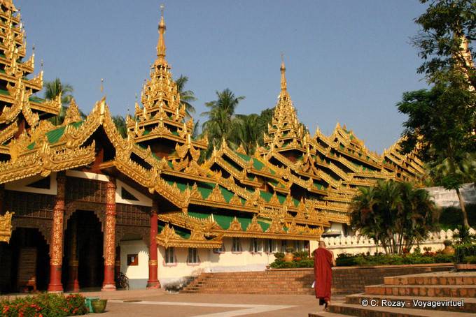 Architecture on the southern staircase, Shwedagon Pagoda, Rangoon - Myanmar (Burma)