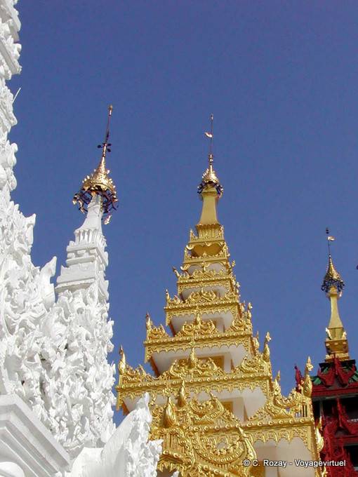 Pyatthat decorated with a gilded structure, Shwedagon Pagoda, Yangon - Myanmar (Burma)