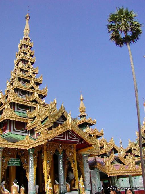 Example of roof pyathat room, the Buddha footprint, Shwedagon Pagoda, Rangoon - Myanmar (Burma)
