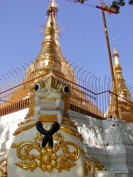 Monster in the alignment of stupas, Shwedagon Pagoda, Rangoon - Myanmar (Burma)