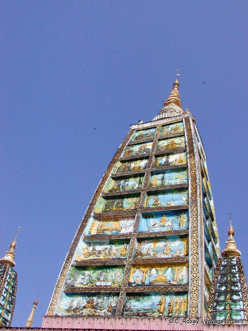 Paintings on the tazaung Hsandawdwin, Shwedagon Pagoda, Rangoon - Myanmar (Burma)