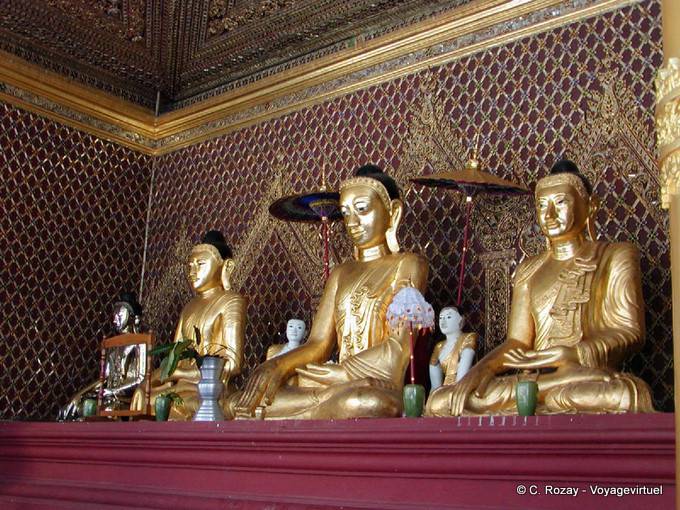 Shwedagon Pagoda, another shrine with Buddha statues, Rangoon - Myanmar (Burma)