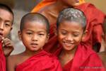 Portrait of little monks, Bagan, Burma.
