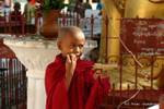 The little monk with a gun, Shwe Zi Gon, Bagan, Burma.