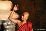 Attitude of Buddhist monk Bagan, Burma.
