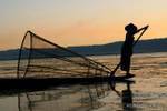 The Intha fishing trap cone-shaped, Inle Lake, Burma.