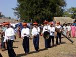 Group of musicians in the procession, Taung To, Inle Lake, Burma.