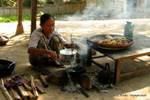 Open-air kitchen, Mingun, Mandalay, Burma.