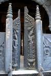 Carved swing door, Bagaya Kyaung monastery, Inwa, Mandalay, Burma.