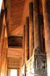 Mandalay, wooden columns Bagaya Kyaung monastery, Inwa, Burma.