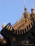 Roof detail carved with mythical motifs, Schwenandaw breast-taung, Mandalay, Burma.