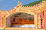 Shwe Oo Min Pagoda, Buddha lying behind the gates, Pindaya, Burma.