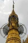 Close-up on the top of the stupa Botataung Pagoda, Yangon, Burma.