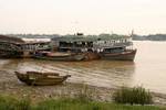 The harbor and a boat for travelers, Yangon, Burma.