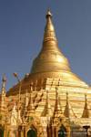 Octagonal golden dome of Shwedagon Pagoda, Yangon, Burma.