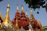Overloaded exterior decoration, Shwedagon Pagoda, Rangoon, Burma.