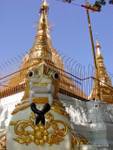Monster in the alignment of stupas, Shwedagon Pagoda, Rangoon, Burma.