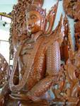 Precious wooden Buddha sculpture, Shwedagon Pagoda, Rangoon, Burma.