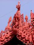 Architectural detail of the sculptures on the roof of the Shwedagon Pagoda, Yangon, Burma.