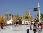 Facing the Mahabodhi temple, Shwedagon Pagoda, Rangoon, Burma.