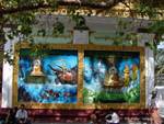 Relief mural depicting scenes from the life of Buddha, Shwedagon Pagoda, Rangoon, Burma.