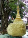 Reproduction of the famous golden rock, Rangoon, Burma.