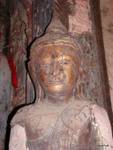 Marks of time on a Buddha head, Sankar (Sagar), Burma.