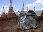Elephant statue in broken stupas (Sankar) Sagar, Burma.