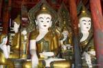 Buddhas group at the center of Nga Phe Chaung Monastery, Inle Lake, Burma.